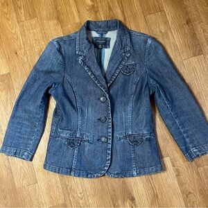 American Eagle Outfitters Dark Blue Jean Blazer Jacket